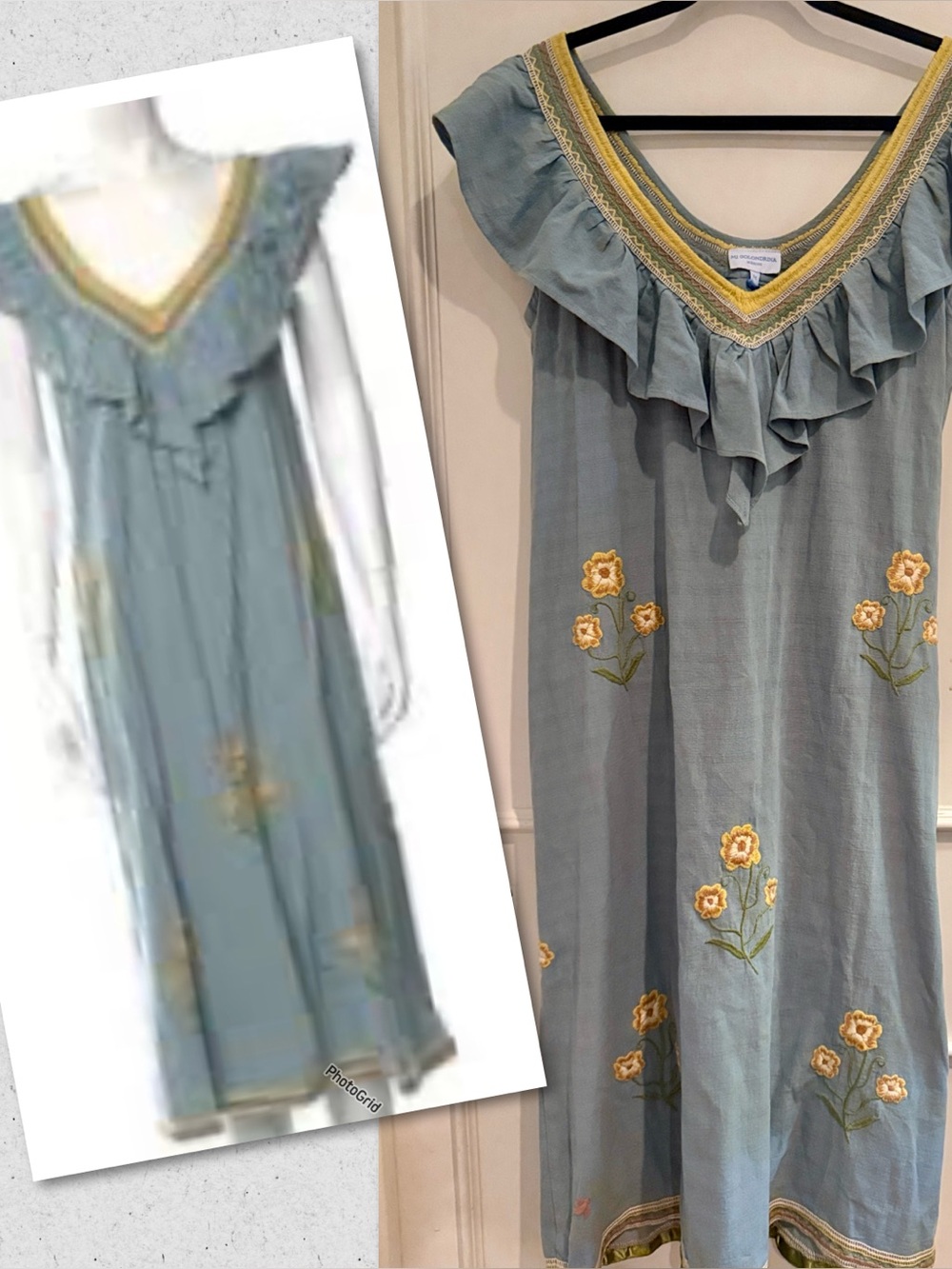 Mi Golondrina chambray embroidered dress